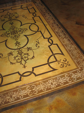 stencil over conrete flooring