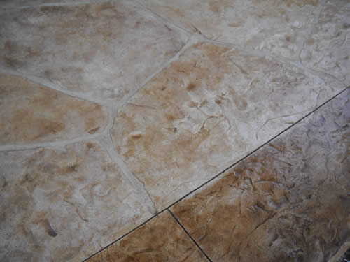 thin stamped overlay hand-cut flagstone